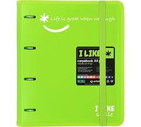 Grafoplás 88101821 Classeur à 4 anneaux découpés avec recharge, A4, vert, polypropylène semi-rigide, avec séparateurs, dossier Like