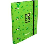 Grafoplás 88102420. Classeur 4 anneaux prédécoupés, A4, avec recharge 100 feuilles 90 g, quadrillage 5 x 5, bord couleur, intercalaires, carpebook collection Moon vert