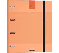 Grafoplás 88103083 Classeur 4 anneaux découpés, A4, lavande, séparateurs et recharge 100 feuilles carrées 5 x 5 et bord coloré, carpebook, Kuru