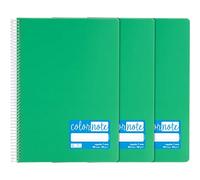 Grafoplás 98523220. ColorNote Lot de 3 cahiers A4 lignés 7 mm, 80 feuilles, 90 g, vert, couverture en polypropylène, série ColorNote