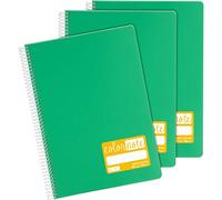Grafoplás 98527320. Lot de 3 cahiers scolaires A4 Pauta 2,5 mm, couvercles en polypropylène, couleur vert, série Color Note