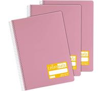 Grafoplás 98527353. Lot de 3 cahiers scolaires A4 Pauta 2,5 mm, couvercles en polypropylène, couleur rose, série Color Note