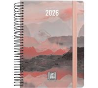 Grafoplas Agenda 2026 1 jour par page, design Harmony, 15 x 21 cm, espagnol, couverture rigide, finition douce, fermeture élastique, annuel de janvier à décembre, FSC, avec autocollants, planning et