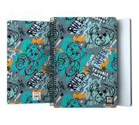 Grafoplás Bits&Bobs Bear Cahier à couverture plastique, 80 feuilles quadrillées 4 x 4 90 grammes, format folio, spirale, fermeture de sécurité Coil Lock, certifié FSC, parfait matériel scolaire