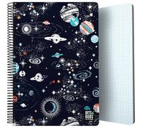 Grafoplás Bits&Bobs Cosmos Cahier à couverture plastique, 80 feuilles quadrillées 4 x 4 90 grammes, format folio, spirale, fermeture de sécurité Coil Lock, certifié FSC, parfait matériel scolaire