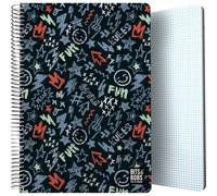 Grafoplas Bits&Bobs Peace Cahier scolaire format folio, feuilles 4 x 4 90 g, spirale Coil-Lock, FSC
