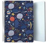 Grafoplas Bits&Bobs Planets Cahier scolaire format folio, feuilles 4 x 4 90 g, spirale Coil-Lock, FSC