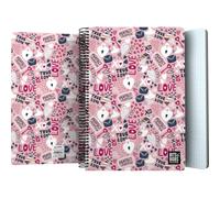 Grafoplas Bits&Bobs True Love Cahier scolaire format folio, feuilles 4 x 4 90 g, spirale Coil-Lock, FSC