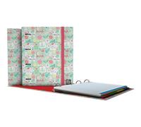 Grafoplás Carpesano 4 anneaux A4 Cats Bits&Bobs Pop Up Desing avec recharge quadrillée 5 x 5 bord couleur 90 g intercalaires enveloppe transparente tranche incurvée ergonomique Carpebook
