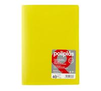 Grafoplas - Chemise à pochettes transparentes, format folio, jaune, 40 doublures en polypropylène, série polyplas opaque, fabriquées en Espagne, couverture souple, parfaite pour classer des documents