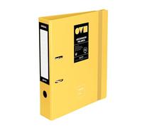 Grafoplas Classeur 2 anneaux A4 avec levier 65 mm Jaune Polyfoam Ouverture 360° Résistant et ultra léger Fermeture élastique Couverture en plastique rigide