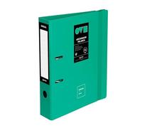 Grafoplas Classeur 2 anneaux A4 avec levier 65 mm Turquoise Polyfoam Ouverture 360° Résistant et ultra léger Fermeture élastique Couverture en plastique rigide