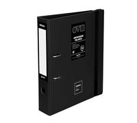 Grafoplas Classeur 2 anneaux A4, levier 65 mm, Unequal minimal noir, Polyfoam, ouverture 360, résistant et ultra léger, œillet et porte-cartes, fermeture élastique élastique, couvercles en plastique