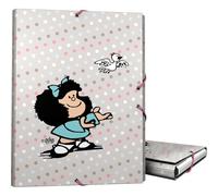 Grafoplas Classeur 3 rabats en carton doublé, couverture rigide, plastifié doux, doux au toucher, collection Design Mafalda Bird, certifié FSC, parfait matériel scolaire