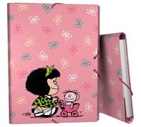 Grafoplas Classeur 3 rabats en carton doublé, couverture rigide, plastifié doux, doux au toucher, collection Design Mafalda Baby Cart, certifié FSC, parfait matériel scolaire