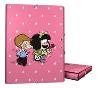 Grafoplas - Classeur 3 rabats Mafalda Friends, 35 x 26,5 x 2 cm, couverture rigide, format folio, FSC