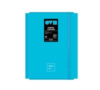 Grafoplas Classeur 3 rabats Unequal Minimal Bleu pastel Polyfoam Ouverture 360 Résistant et ultra léger Fermeture élastique plate Couverture rigide Matériel scolaire Aesthetic