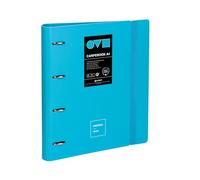 Grafoplas Classeur 4 anneaux A4 en polyfoam résistant et ultra léger Bleu pastel Avec recharge, séparateurs et enveloppe Parfait pour organiser les fournitures scolaires