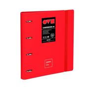 Grafoplas Classeur 4 anneaux A4 en polyfoam résistant et ultra léger Rouge Avec recharge, séparateurs et enveloppe Idéal pour organiser les fournitures scolaires
