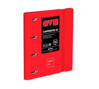 Grafoplas Classeur à 4 anneaux A4, en polyfoam, résistant et ultraléger, Unequal minimal rouge, avec recharge, séparateurs et enveloppe, parfait pour organiser les fournitures scolaires