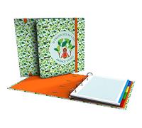 Grafoplás Classeur à 4 anneaux A4, feuilles carrées de recharge 5 x 5, intercalaires, enveloppe transparente, dos incurvé, moquette, collection Wise Planet Mono 88102630