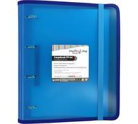 Grafoplas - Classeur à 4 anneaux découpés, avec recharge de feuilles quadrillées 5 x 5 bords couleur et intercalaires, A4, couleur bleu, polypropylène ligné, carpebook multiline