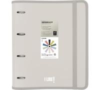 Grafoplas Classeur à 4 anneaux en plastique A4 avec recharge, Carpebook Like Arena, comprend feuilles quadrillées 90 g 5 x 5 bords couleur, séparateurs, enveloppe avec fermeture, autocollants et