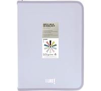 Grafoplas Classeur à anneaux A4 avec fermetures éclair A4+ Lavande Soft, 4 anneaux 25 mm, avec compresseur en plastique, collection Papeterie Like, matériau polypropylène, parfait matériel scolaire