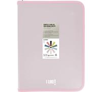 Grafoplas Classeur à anneaux A4 avec fermetures éclair A4+, rose soft, 4 anneaux 25 mm, avec compresseur en plastique, collection Papeterie Like, matériau polypropylène, parfait matériel scolaire