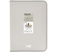 Grafoplas Classeur à anneaux A4 avec fermetures éclair A4+, sable, 4 anneaux 25 mm, avec compresseur en plastique, collection Papeterie Like, matériau polypropylène, parfait matériel scolaire