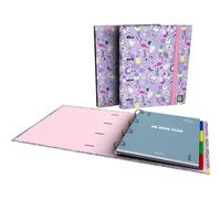Grafoplas - Classeur à anneaux A4, Carpebook Bits&Bobs Happy, avec recharge + intercalaires + planificateur + autocollants + enveloppe transparente, parfait pour les écoliers