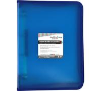 Grafoplás Classeur à anneaux avec fermeture éclair A4+ Bleu | Multiline | 4 anneaux mixtes 25 mm | Couverture en polypropylène rayé vertical | Capacité supplémentaire pour feuilles de papier format