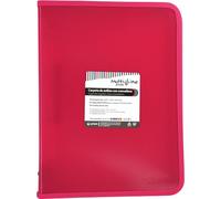Grafoplás Classeur à anneaux avec fermeture éclair A4+, rose fuchsia, multiline, 4 anneaux mixtes de 25 mm, couverture en polypropylène rayé vertical, capacité supplémentaire pour feuilles de papier