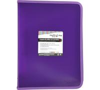 Grafoplás Classeur à anneaux avec fermeture éclair A4+, violet, multiline, 4 anneaux mixtes de 25 mm, couverture en polypropylène rayé vertical, capacité supplémentaire pour feuilles de papier format