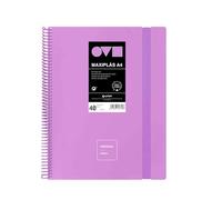 Grafoplas Classeur à pochettes en plastique A4 40 pochettes transparentes Couverture rigide en Polyfoam Résistant et ultra léger Couleur lavande Spirale PVC Unequal Minimal Parfait pour documents