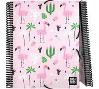 Grafoplas - Classeur à pochettes en plastique A4, couverture souple, spirale PVC, 30 doublures en polypropylène, collection Design Bits&Bobs Pop Up Design Tropical, Maxiplas, parfait matériel scolaire