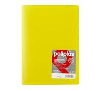 Grafoplas - Classeur à pochettes en plastique A4, jaune, 10 doublures en polypropylène transparent, série polyplas opaque, fabriquées en Espagne, couvertures souples, parfait pour classer des