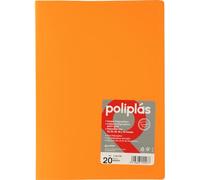 Grafoplas - Classeur à pochettes transparentes A4, orange, 20 doublures en polypropylène, série polyplas opaque, fabriquées en Espagne, couverture souple, parfaite pour classer des documents et des
