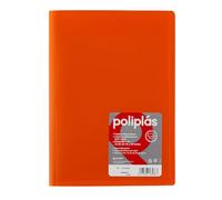 Grafoplas - Classeur à pochettes transparentes A4, orange, 30 doublures en polypropylène, série polyplas opaque, fabriquées en Espagne, couverture souple, parfaite pour classer des documents et des