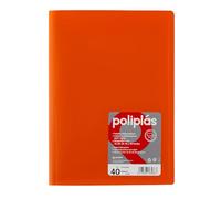 Grafoplas - Classeur à pochettes transparentes A4, orange, 40 doublures en polypropylène, série polyplas opaque, fabriquées en Espagne, couverture souple, parfaite pour classer des documents et des