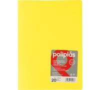 Grafoplas - Classeur à pochettes transparentes, format folio, jaune, 20 doublures en polypropylène, série polyplas opaque, fabriquées en Espagne, couverture souple, parfaite pour classer des documents
