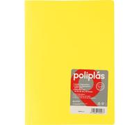 Grafoplas - Classeur à pochettes transparentes, jaune, 10 doublures en polypropylène, format folio, série polyplas opaque, fabriquées en Espagne, couverture souple, parfaite pour classer des documents
