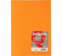 Grafoplas - Classeur à pochettes transparentes, orange, 10 doublures en polypropylène, format folio, série polyplas opaque, fabriquées en Espagne, couverture souple, parfaite pour classer des
