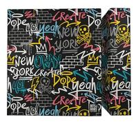 Grafoplás Classeur A4 4 anneaux mixtes 40 mm Wall Bits&Bobs Pop Up Desing Parfait matériel scolaire Couverture rigide en carton Certifié FSC