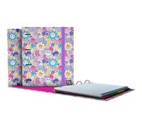 Grafoplás Classeur A4 avec anneaux découpés avec recharge et intercalaires | Feuilles 90 g quadrillées 5 x 5 bord couleur | Enveloppe transparente | Carpebook Smile Bits&Bobs Pop Up Design