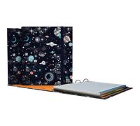 Grafoplas - Classeur A4 avec anneaux prédécoupés avec recharge et intercalaires, feuilles 90 g quadrillées 5 x 5 bord couleur, enveloppe transparente, Carpebook Cosmos Bits & Bobs Pop Up Design