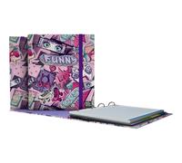 Grafoplas Classeur A4 avec anneaux prédécoupés avec recharge et intercalaires, feuilles 90 g quadrillées 5 x 5 bord couleur, enveloppe transparente, Carpebook Manga Bits & Bobs Pop Up Design