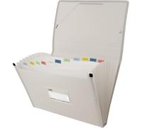 Grafoplas Classeur accordéon à soufflet, format folio, couleur sable, 13 positions, poly semi-rigide opaque, avec étiquette pour visières, parfait trieur, documents scolaires et bureau