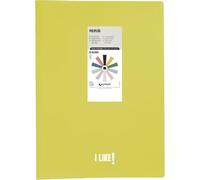 Grafoplas - Classeur avec pochettes transparentes en polyplas like, jaune, 30 pochettes en polypropylène, format folio, couverture souple, parfait matériel scolaire et de bureau