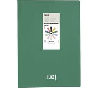 Grafoplas - Classeur avec pochettes transparentes en polyplas like, vert foncé, 30 pochettes en polypropylène, format folio, couverture souple, parfait matériel scolaire et de bureau